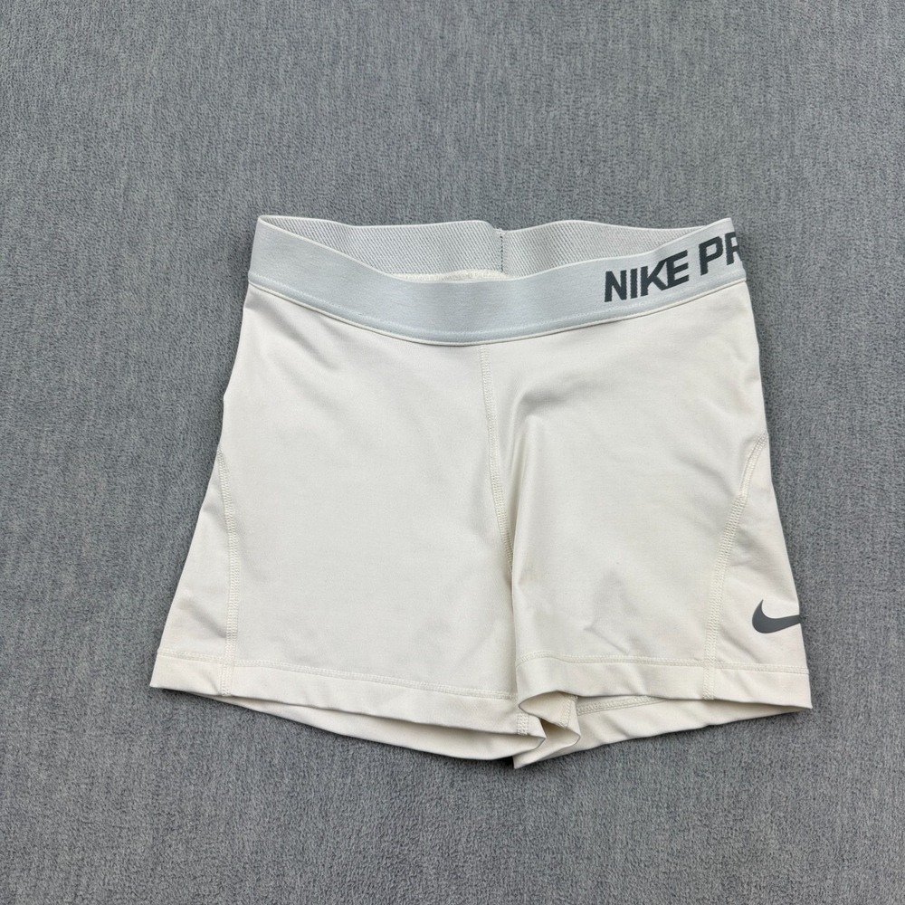 Nike Pro Shorts Womens Small White Compression Workout Fitness Gym Jogging Train